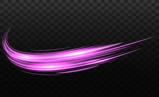 Curve light effect of pink line. twirl pink light. Neon glowing curves in dark space. Vector illustration