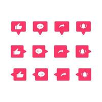 Like, Comment, Share and Subscribe Icon in Speech Bubbles. - Vector. vector