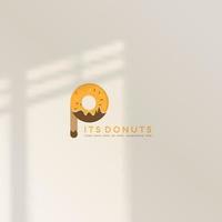 logo icon design letter P sweet donut simple brown orange color for bakery doughnut eps 10 vector