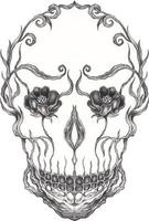 Art fantasy surreal skull. Hand drawing and make graphic vector. vector