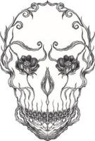 Art fantasy surreal skull. Hand drawing and make graphic vector. vector