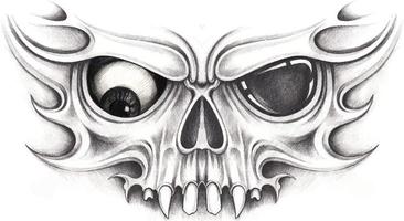 Art fancy mask skull. Hand drawing and make graphic vector. vector