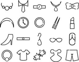 Set of Thin line vector style, fashion and beauty icon set