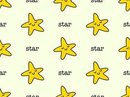 Star cartoon character seamless pattern on yellow background vector
