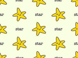 Star cartoon character seamless pattern on yellow background vector