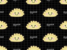 Gyoza cartoon character seamless pattern on black background vector