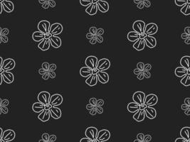 flor, caricatura, carácter, seamless, patrón, en, fondo negro vector