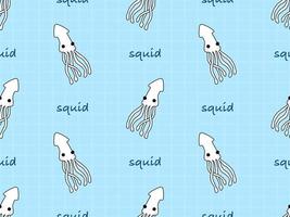 Squid cartoon character seamless pattern on blue background vector