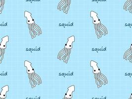 Squid cartoon character seamless pattern on blue background vector