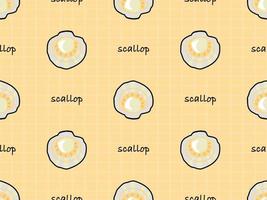 Scallop flower cartoon character seamless pattern on yellow background vector