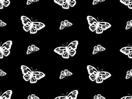 Butterfly cartoon character seamless pattern on black background