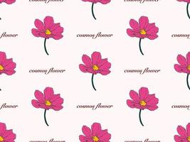 Cosmos flower cartoon character seamless pattern on pink background vector