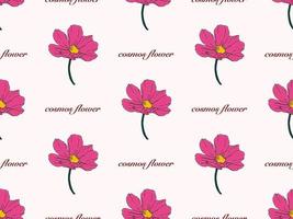 Cosmos flower cartoon character seamless pattern on pink background vector