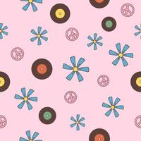 Retro seamless pattern 70s style. Flat vector illustration