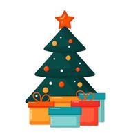 Christmas tree with gifts vector