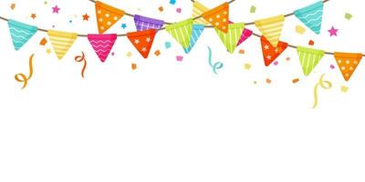 Party celebration background with confetti and flags vector