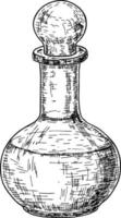 Hand drawn glass decanter sketch vector