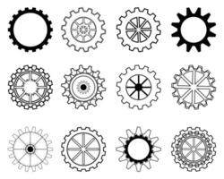 Collection of gear wheel part mechanical working factory icon element decoration abstract background vector illustration