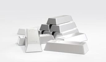 Silver price and Banking concept.  Stack of silver bars. 3d illustration photo