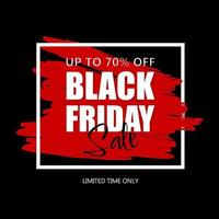 Black Friday sale banner template. Red on black background vector