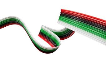 UAE flag Waving Ribbon Style isolated background 3D Illustration photo