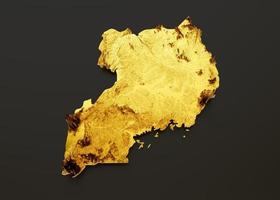 Uganda Map Golden metal Color Height map Background 3d illustration photo