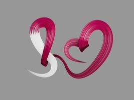 Qatari flag heart shaped wavy ribbon Qatar. 3d illustration photo