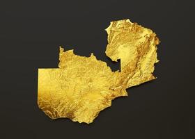 mapa de zambia color dorado metal altura mapa fondo 3d ilustración foto