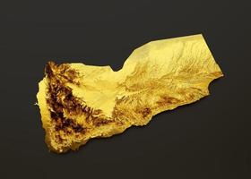 Yemen Map Golden metal Color Height map Background 3d illustration photo