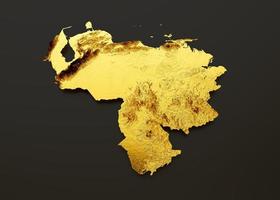 Venezuela Map Golden metal Color Height map Background 3d illustration photo