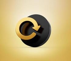 Gold Refresh, reload, rotate icon dispatching from black icon 3d illustration photo