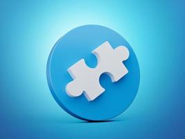 Puzzle symbol on blue icon 3d illustration photo