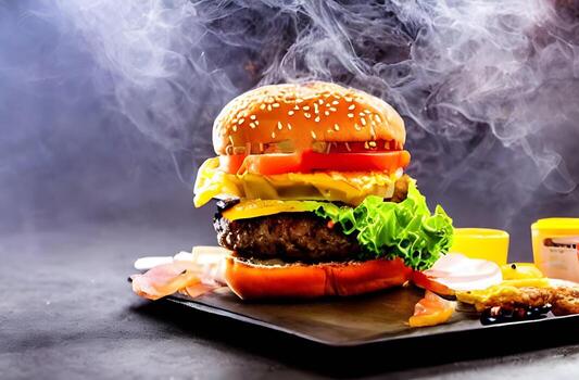 Gourmet fresh delicious homemade hamburger. photo