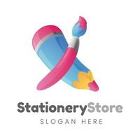 stationery store logo design template vector