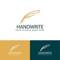 quill pen logo design template vector