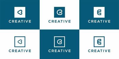 Set of creative monogram logo design template with letter c vector