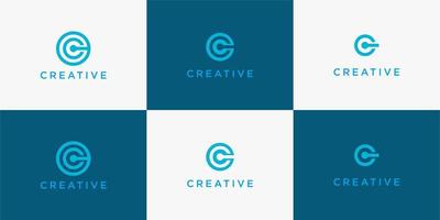 set creative of abstract icon logo template with letter c monogram vector