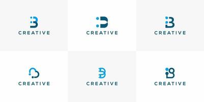 Set of creative monogram logo design template letter b vector