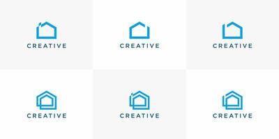 set creative icon logo template home building vector