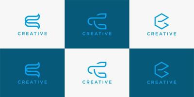 set creative of abstract icon logo template with letter c monogram vector