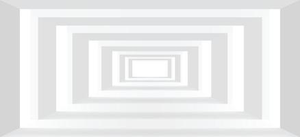 Empty white building corridor vector illustration. Abstract 3d interior room template for background.