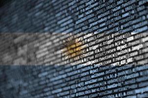 Argentina flag is depicted on the screen with the program code. The concept of modern technology and site development photo