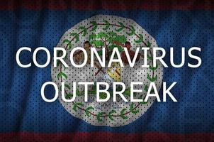 Belize flag and Coronavirus outbreak inscription. Covid-19 or 2019-nCov virus photo