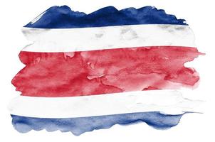 Costa Rica flag is depicted in liquid watercolor style isolated on white background photo
