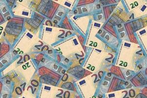 Los billetes de 20 euros se encuentran en una gran pila. fondo conceptual de vida rica foto