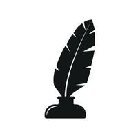 feather and ink bottle - black vector icon