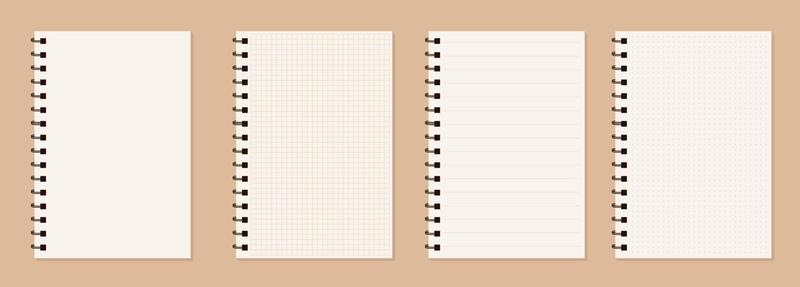 Set of blank realistic spiral notebooks mockup
