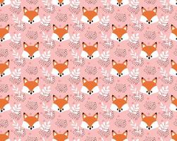 Vector cute cartoon fox seamless pattern. Orange fox s head on background. Good for print, textile, fabrics, wallpaper, decoration.