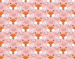 Vector cute cartoon fox seamless pattern. Orange fox s head on background. Good for print, textile, fabrics, wallpaper, decoration.