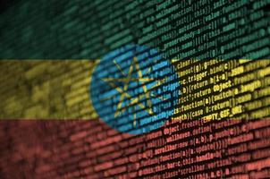 Ethiopia flag is depicted on the screen with the program code. The concept of modern technology and site development photo